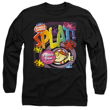 Black men's long sleeve t-shirt with Dubble Bubble Splat Gum graphic