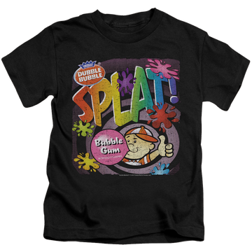 Black kid's t-shirt for ages 4 to 7 with Dubble Bubble Splat Gum graphic