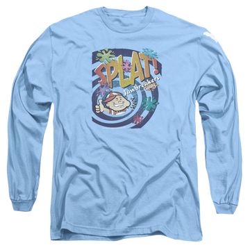 Carolina blue men's long sleeve t-shirt with Dubble Bubble Splat Jawbreakers graphic