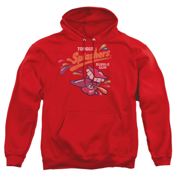 Red pullover hoodie with Dubble Bubble Distress Logo graphic