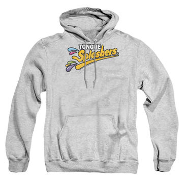 Athletic heather pullover hoodie with Dubble Bubble Tongue Splashers Logo graphic