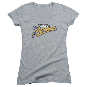 Dubble Bubble Tongue Splashers Logo - Juniors V-Neck T-Shirt Juniors V-Neck T-Shirt Dubble Bubble   