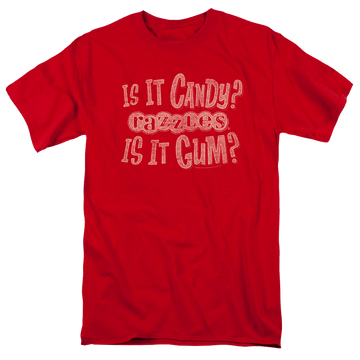 Red men's regular fit t-shirt with Dubble Bubble What Is This graphic
