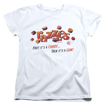 White women's t-shirt with Dubble Bubble A Gum And A Candy graphic