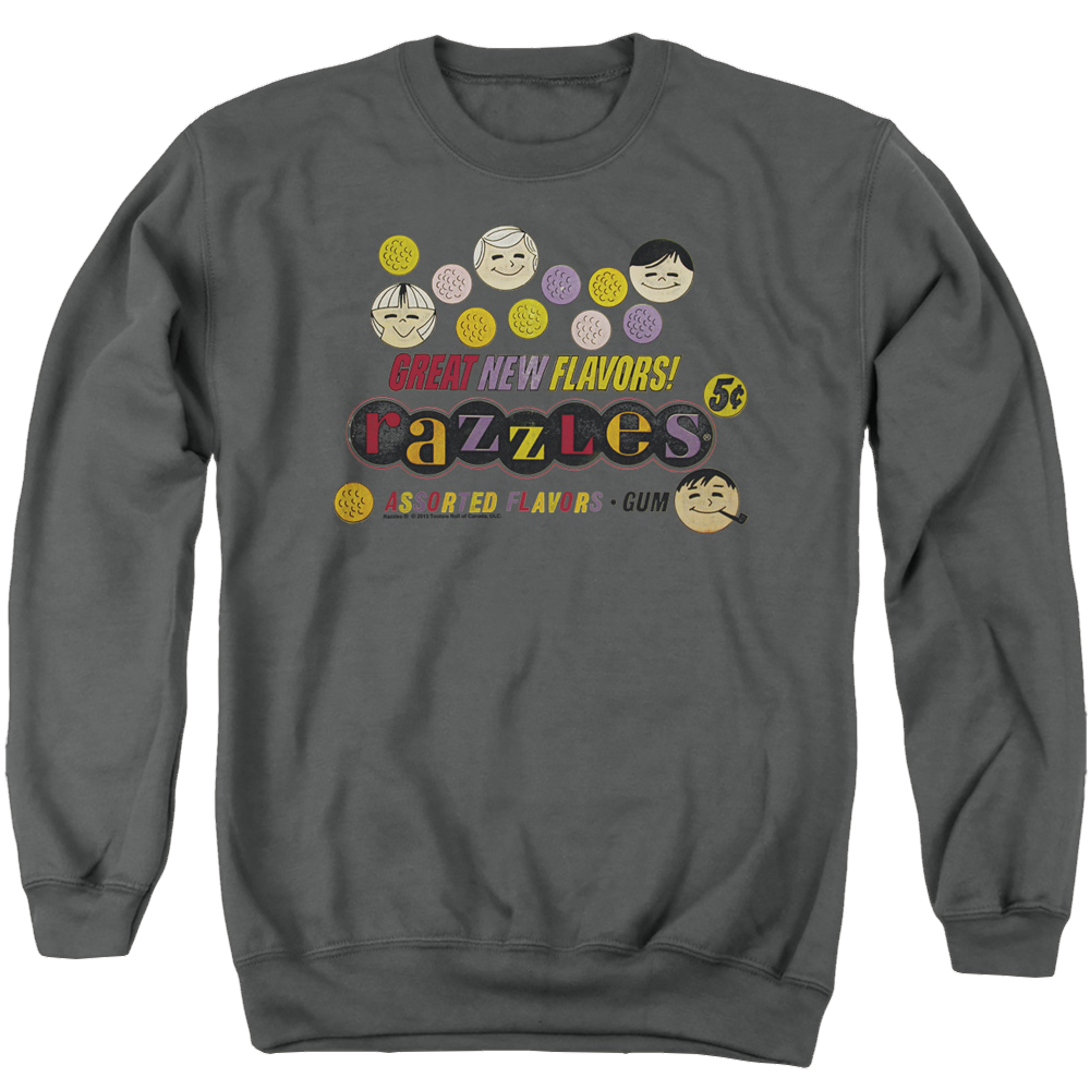 Dubble Bubble Razzles Retro Box - Men's Crewneck Sweatshirt Men's Crewneck Sweatshirt Dubble Bubble   
