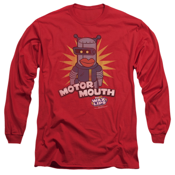 Red men's long sleeve t-shirt with Dubble Bubble Motor Mouth graphic