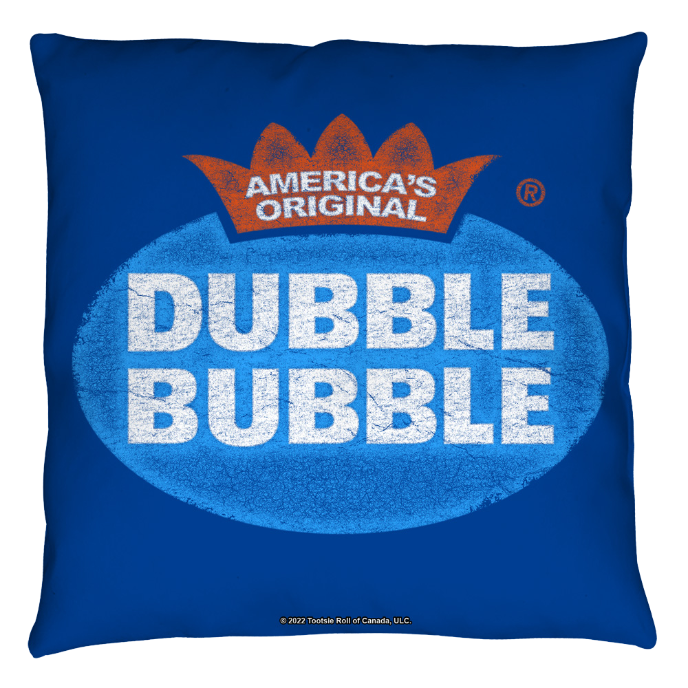 Dubble Bubble Vintage Logo Throw Pillow Throw Pillows Dubble Bubble   
