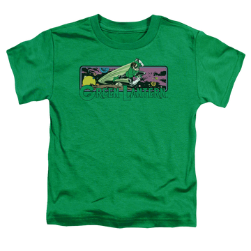Kelly green kid's t-shirt for ages 4 to 7 with Green Lantern Cosmos graphic