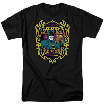 Black men's regular fit t-shirt with Batman DC Comics Appearing Tonight graphic