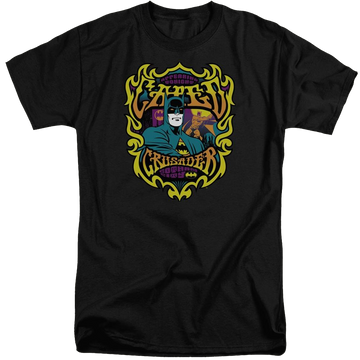 Black men's tall fit t-shirt with Batman DC Comics Appearing Tonight graphic