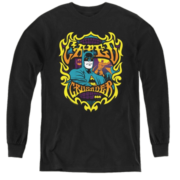 Black youth long sleeve t-shirt with Dc Batman Appearing Tonight graphic