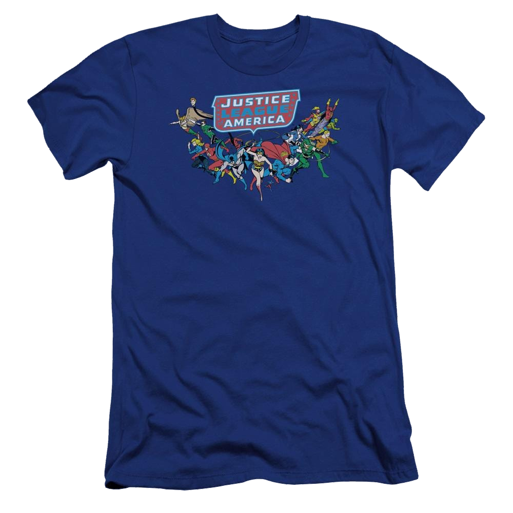 DC Comics Here They Come - Men's Premium Slim Fit T-Shirt Men's Premium Slim Fit T-Shirt Justice League   