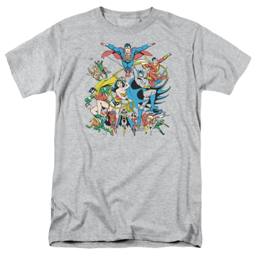 Athletic heather men's regular fit t-shirt with DC Comics Justice League Assemble graphic