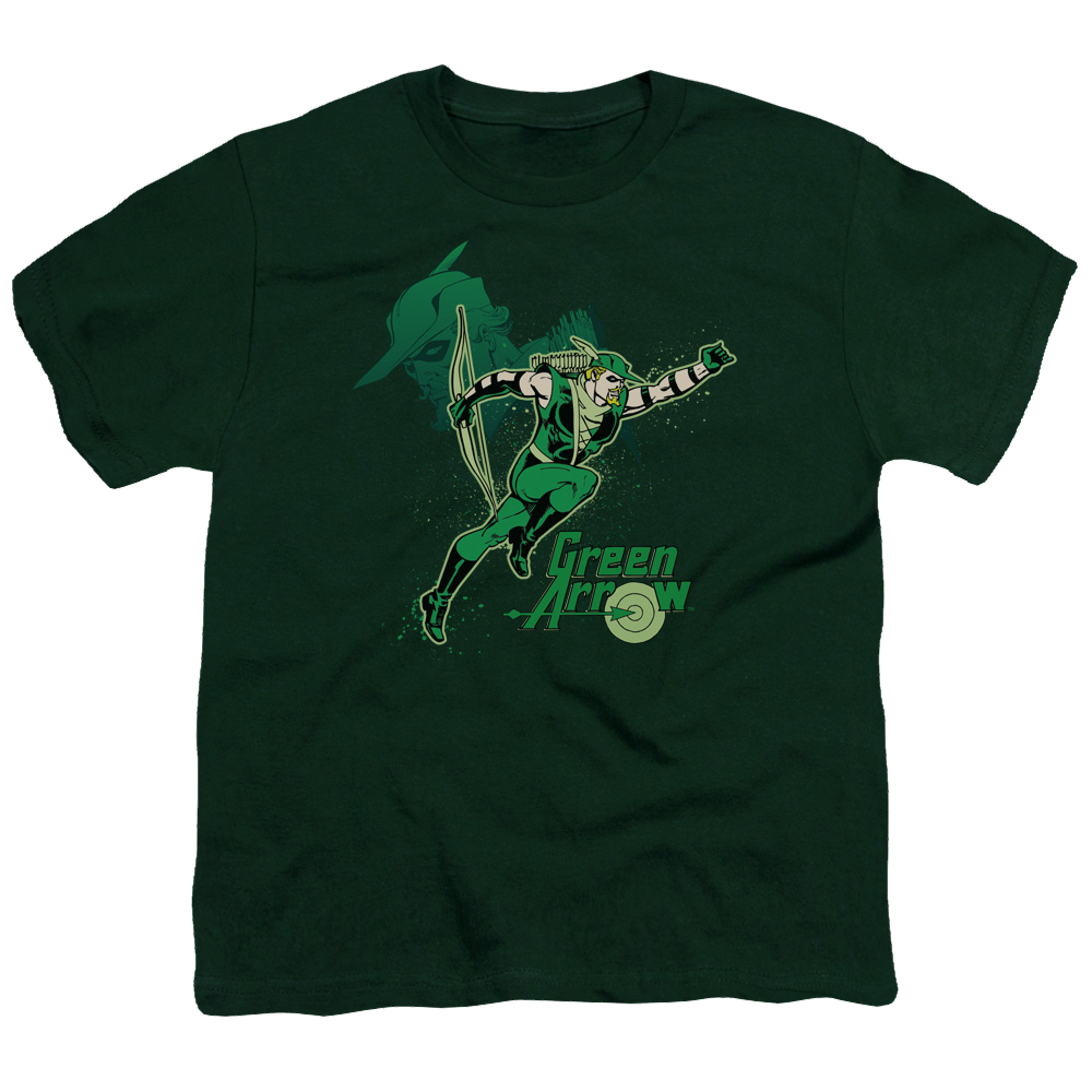 Green Arrow Green Arrow In Action - Youth T-Shirt Youth T-Shirt (Ages 8-12) Green Arrow   