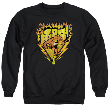 Black men's crewneck sweatshirt with The Flash Blazing Speed graphic