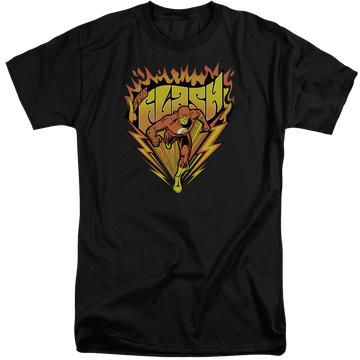 Black men's tall fit t-shirt with The Flash Blazing Speed graphic