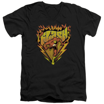Black men's v-neck t-shirt with The Flash Blazing Speed graphic