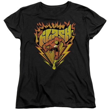 Black women's t-shirt with The Flash Blazing Speed graphic