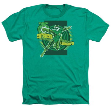 Kelly green men's heather t-shirt with DC Comics Green Lantern graphic