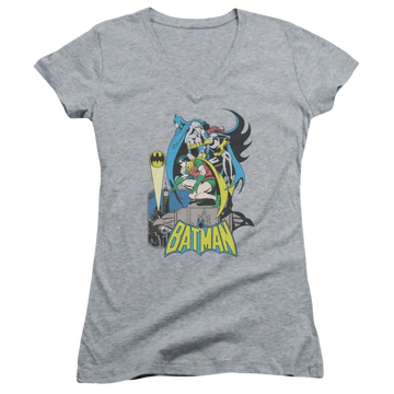 DC Comics Heroic Trio - Juniors V-Neck T-Shirt Juniors V-Neck T-Shirt Batman   
