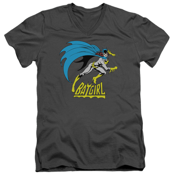 Charcoal men's v-neck t-shirt with Batman Batgirl Is Hot graphic