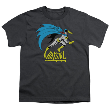 Charcoal youth t-shirt for ages 8 to 12 with Batman Batgirl Is Hot graphic