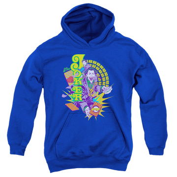 Royal youth hoodie for ages 8 to 12 with Joker Raw Deal graphic