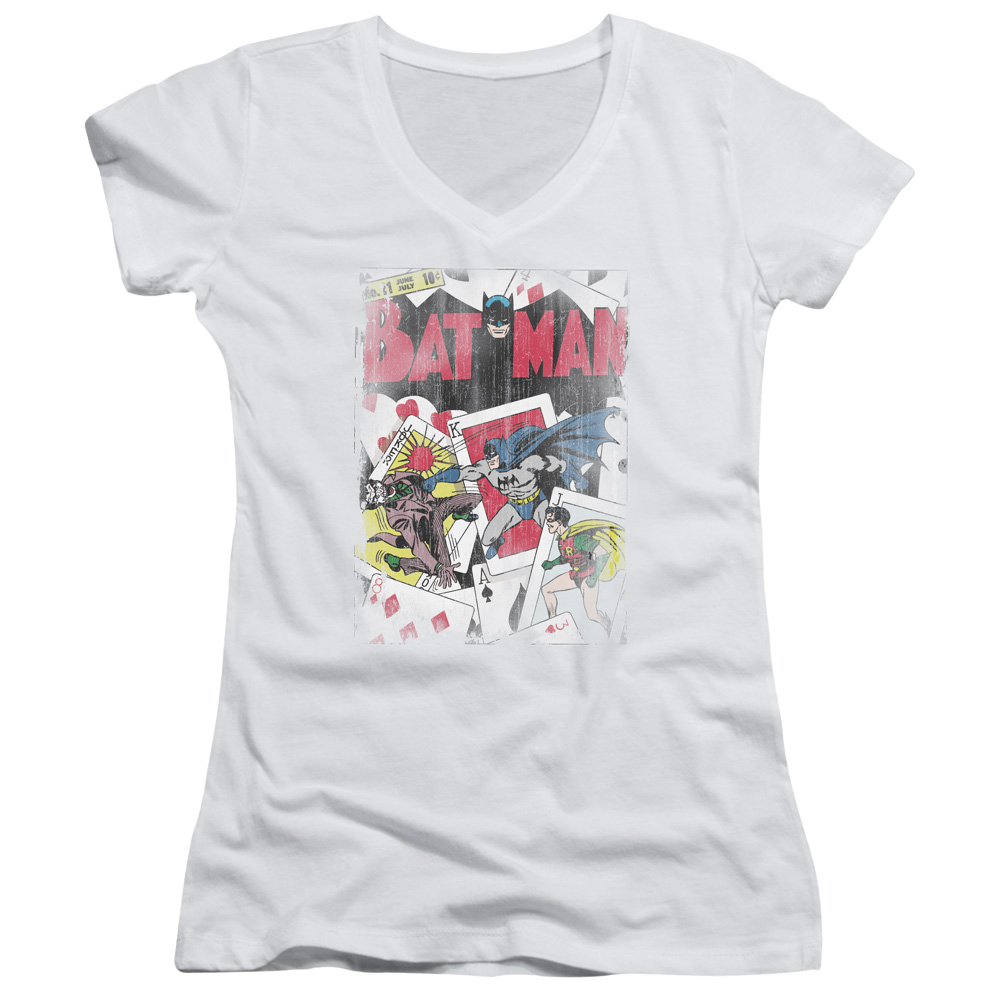 DC Comics Number 11 Distressed - Juniors V-Neck T-Shirt Juniors V-Neck T-Shirt Batman   