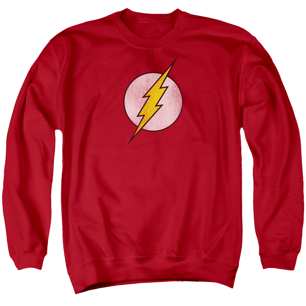 Flash, The Flash Logo Distressed - Men's Crewneck Sweatshirt Men's Crewneck Sweatshirt The Flash   