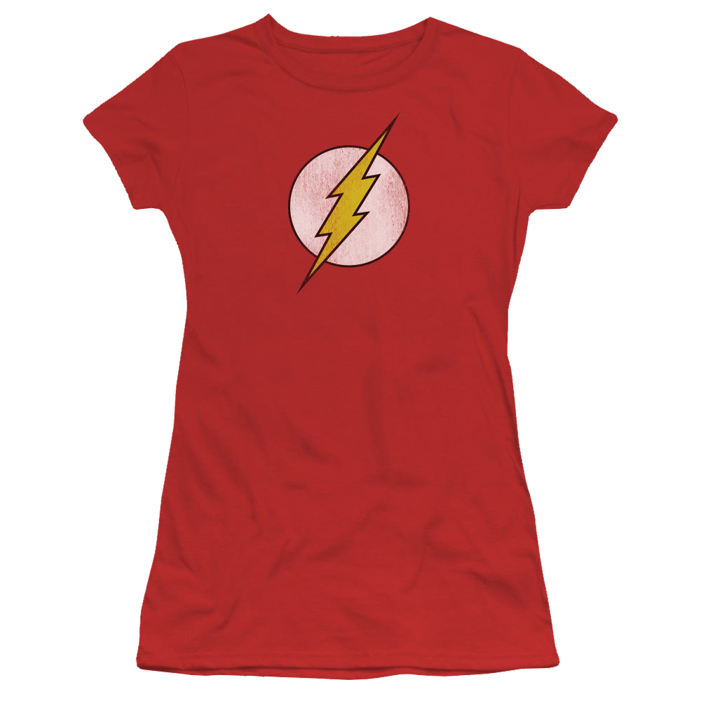 Flash, The Flash Logo Distressed - Juniors T-Shirt Juniors T-Shirt The Flash   