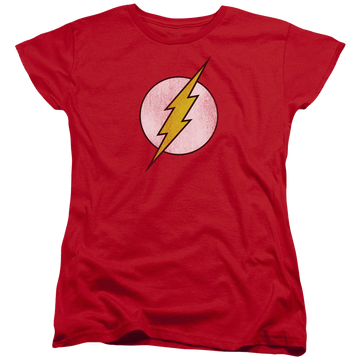 Red women's t-shirt with Flash Logo Distressed graphic