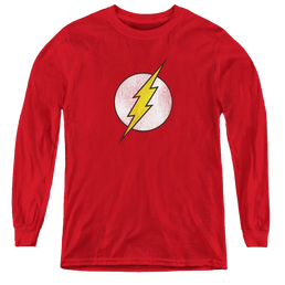 Flash, The Flash Logo Distressed - Youth Long Sleeve T-Shirt Youth Long Sleeve T-Shirt The Flash   