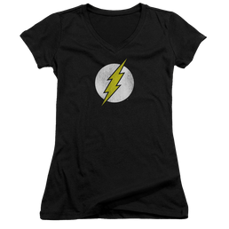 Flash, The Flash Logo Distressed - Juniors V-Neck T-Shirt Juniors V-Neck T-Shirt The Flash   