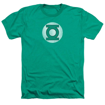 Kelly green men's heather t-shirt with Green Lantern DC Comics Gl Logo Distressed graphic