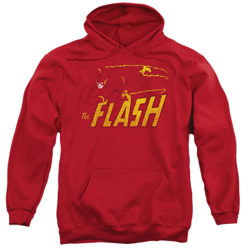 Red pullover hoodie with Flash Speed Distressed graphic