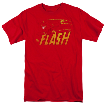 Red men's regular fit t-shirt with Flash Speed Distressed graphic