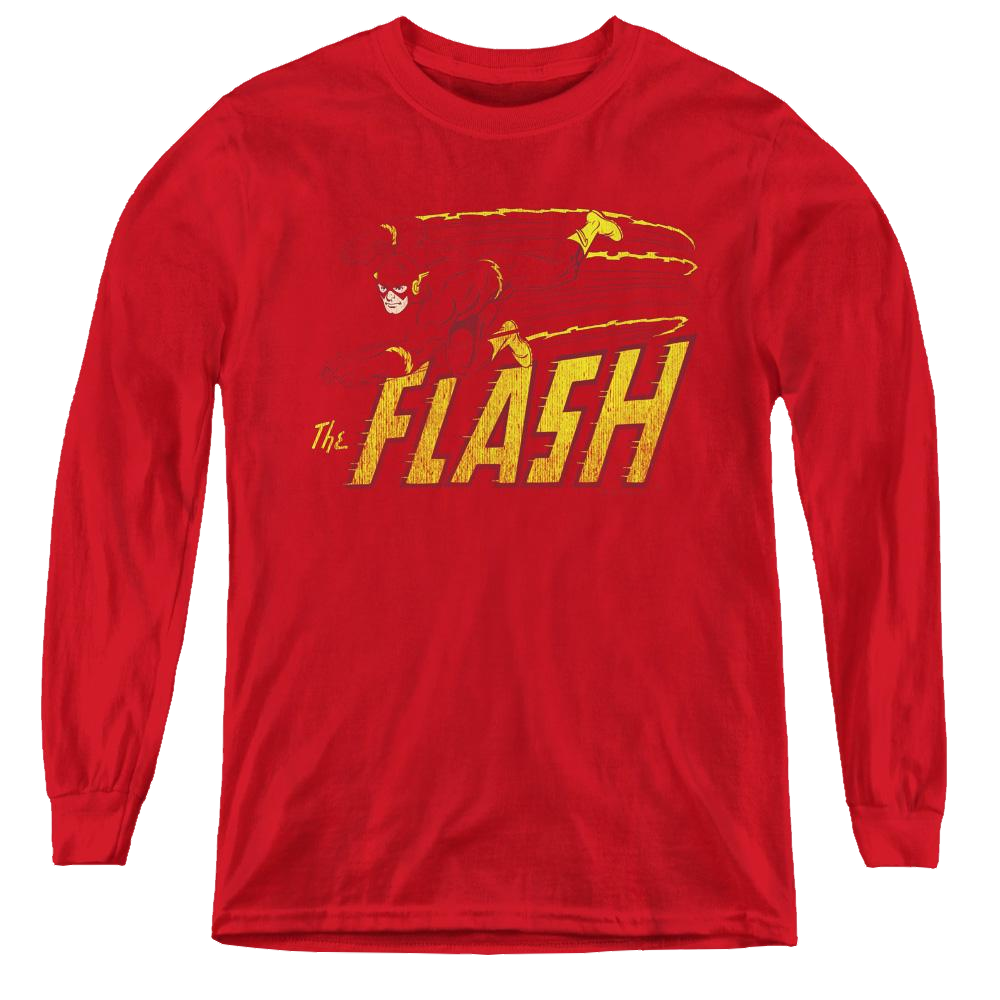 Flash, The Flash Speed Distressed - Youth Long Sleeve T-Shirt Youth Long Sleeve T-Shirt The Flash   