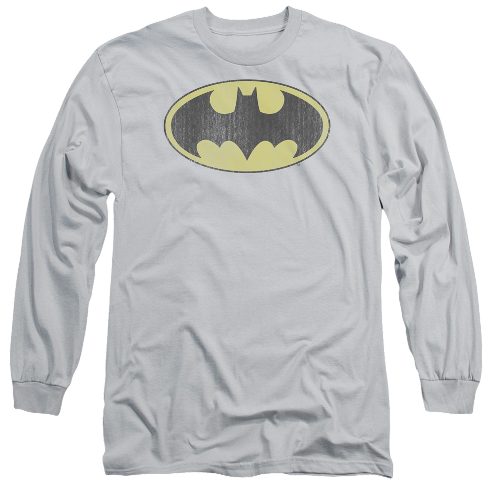 DC Comics Retro Bat Logo Distressed - Men's Long Sleeve T-Shirt Men's Long Sleeve T-Shirt Batman   