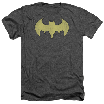 Charcoal men's heather t-shirt with Batman Batgirl Logo Distressed graphic