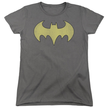 Charcoal women's t-shirt with Batman Batgirl Logo Distressed graphic