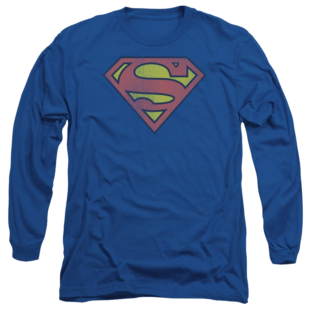 DC Comics Retro Supes Logo Distressed - Men's Long Sleeve T-Shirt Men's Long Sleeve T-Shirt Superman   