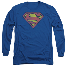 DC Comics Retro Supes Logo Distressed - Men's Long Sleeve T-Shirt Men's Long Sleeve T-Shirt Superman   