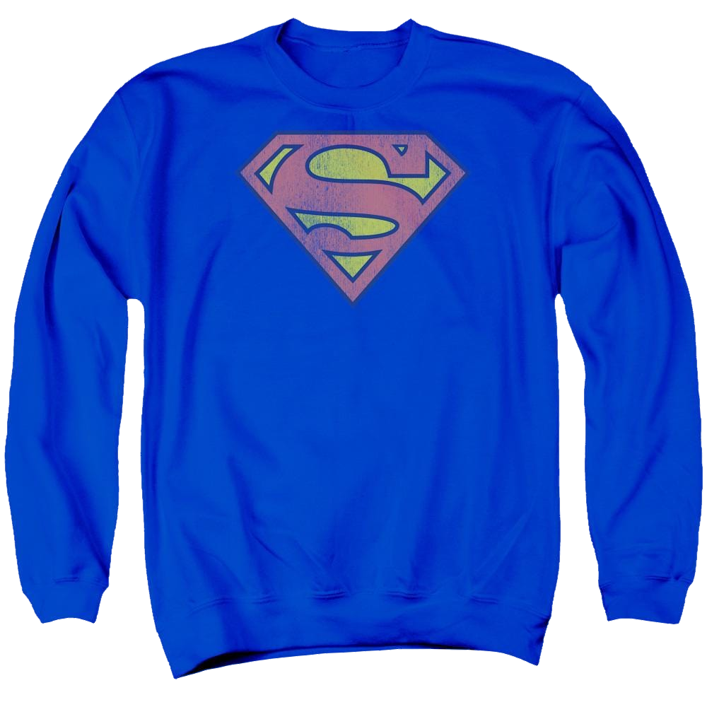 DC Comics Retro Supes Logo Distressed - Men's Crewneck Sweatshirt Men's Crewneck Sweatshirt Superman   