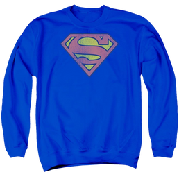 DC Comics Retro Supes Logo Distressed - Men's Crewneck Sweatshirt Men's Crewneck Sweatshirt Superman   