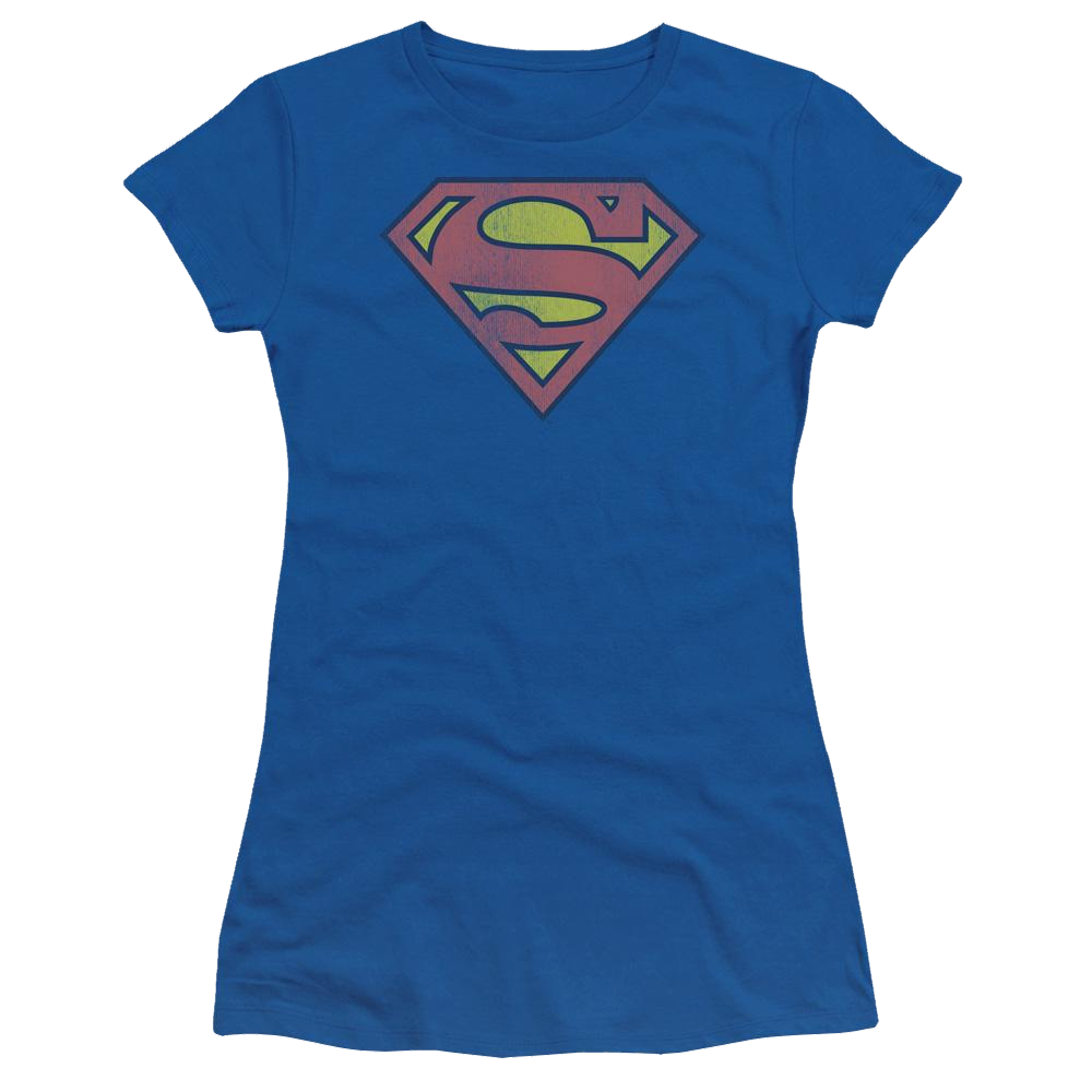 DC Comics Retro Supes Logo Distressed - Juniors T-Shirt Juniors T-Shirt Superman   