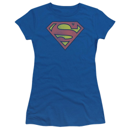 DC Comics Retro Supes Logo Distressed - Juniors T-Shirt Juniors T-Shirt Superman   