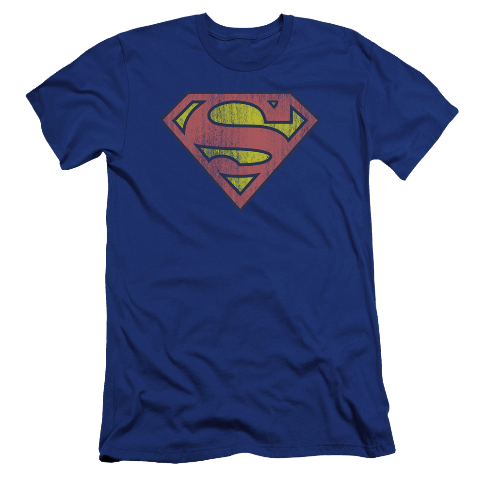 Superman Retro Supes Logo Distressed - Men's Premium Slim Fit T-Shirt Men's Premium Slim Fit T-Shirt Superman   