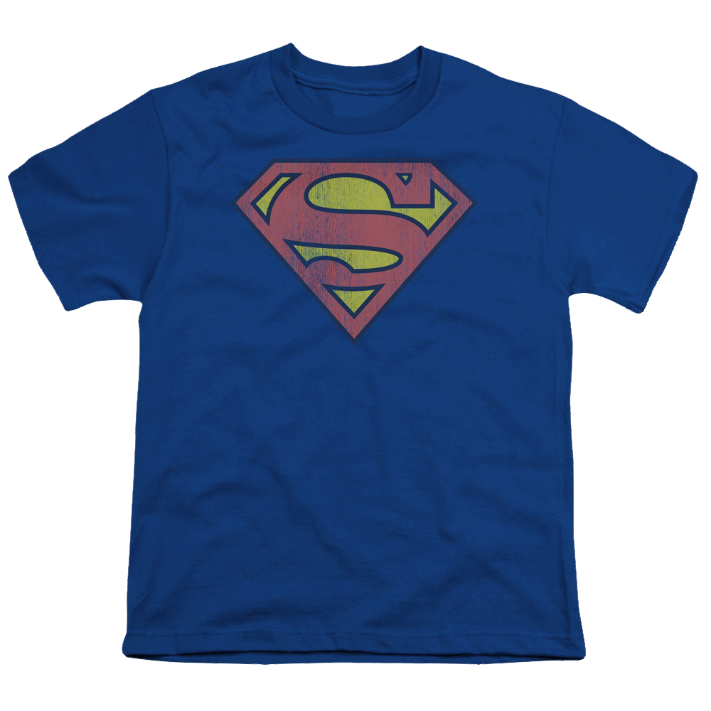 Superman Retro Supes Logo Distressed - Youth T-Shirt Youth T-Shirt (Ages 8-12) Superman   