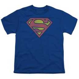 Superman Retro Supes Logo Distressed - Youth T-Shirt Youth T-Shirt (Ages 8-12) Superman   