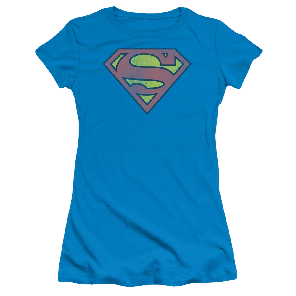 DC Comics Retro Supes Logo Distressed - Juniors T-Shirt Juniors T-Shirt Superman   